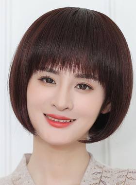假发女短发中老年妈妈仿真发丝波波头全头套减龄圆脸女士真发发套