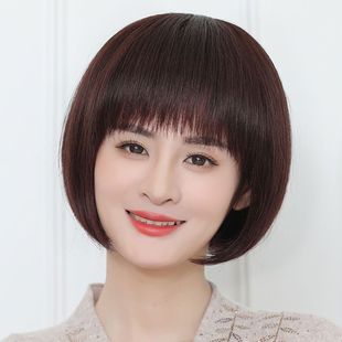 假发女短发中老年妈妈仿真发丝波波头全头套减龄圆脸女士真发发套