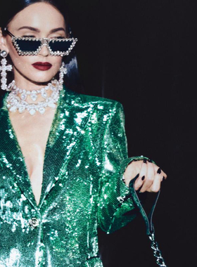 奢品PP SPP030S 猫眼款钛金属框镶钻款太阳镜 墨镜 海报款 走秀款