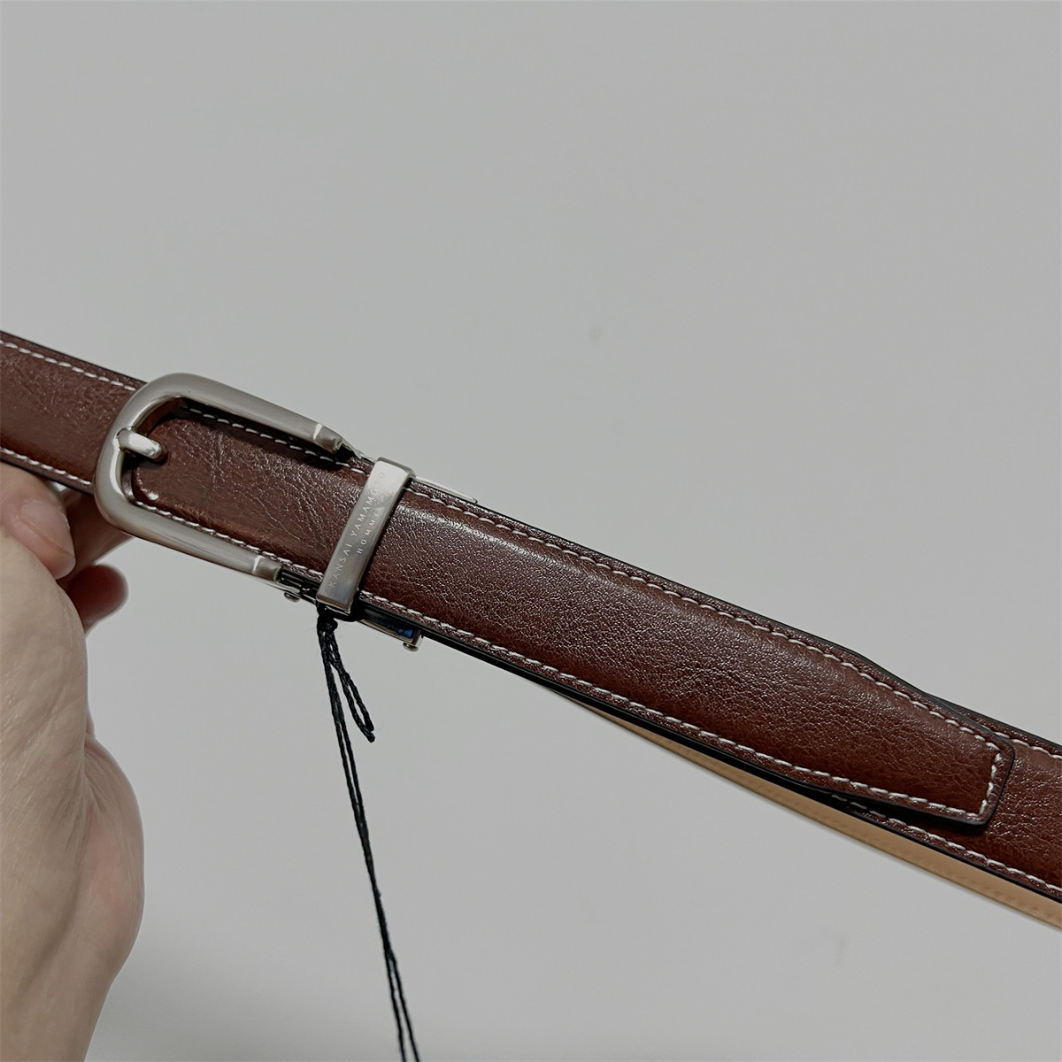 日本线 自动扣牛皮商务正装皮带 夹牙扣可剪短 宽度2.3CM 黑/棕色