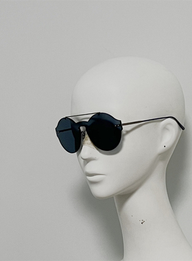 B和V 0207 大圆框修脸太阳镜 钛金属无框墨镜 编织纹细节装饰镜