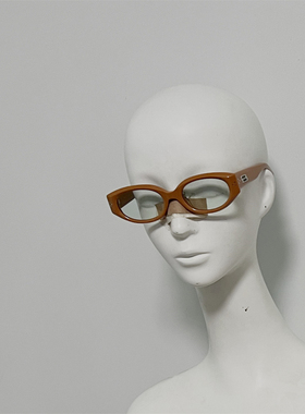 A66 意产进口板材太阳镜 超大框墨镜 橘色框浅绿镜片 样板孤品