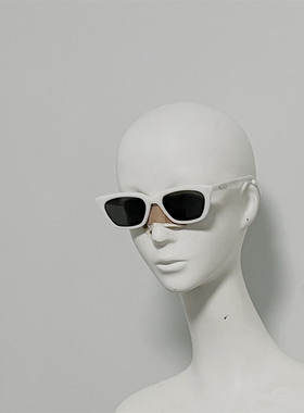 棒子A32 男女意产板材太阳镜 窄框猫眼款修脸墨镜 白色框