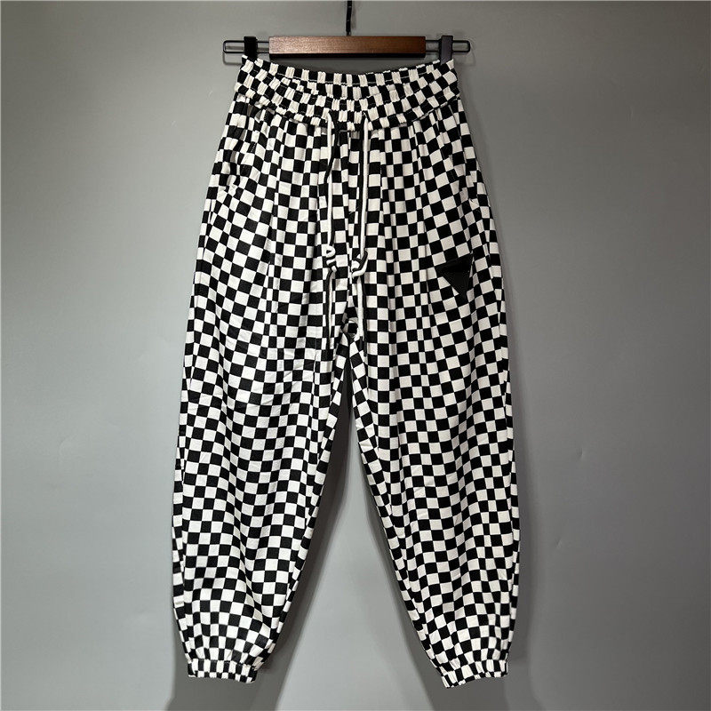 秋冬新款大码棋盘格哈伦裤男士格子印花潮流束口小脚宽松休闲长裤,男装,休闲裤,淘宝优惠券,粉丝福利购,淘宝优惠卷