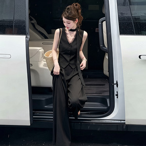 西装马甲套装女夏季小个子阔腿裤