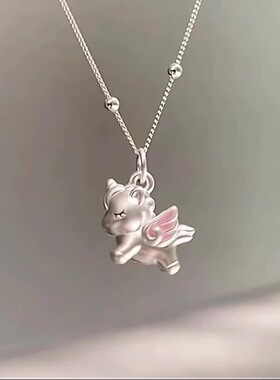 小红书代发新款马年彩色独角兽项链女可爱小马宝莉吊坠锁骨链批发