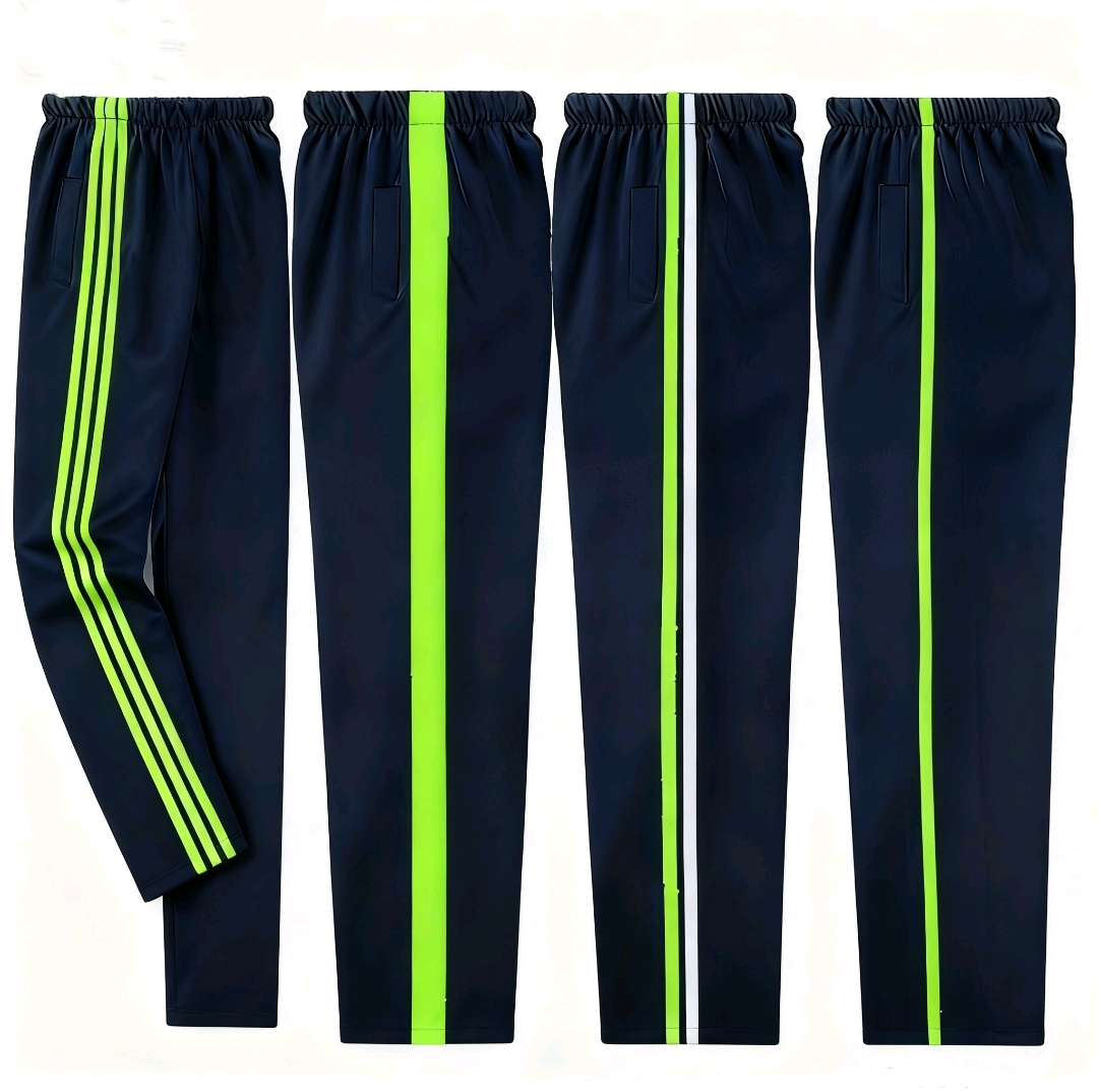 校服裤子藏蓝色中小学生春秋运动加绒加厚直筒宽松大码荧光浅绿边