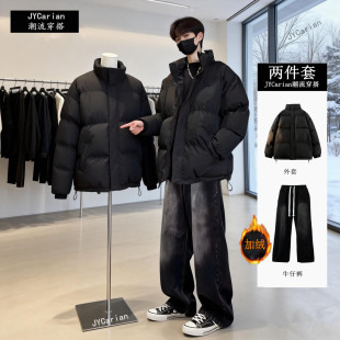 冬季2025新款棉衣外套加厚搭配一套保暖套装男生港风潮流帅气棉服