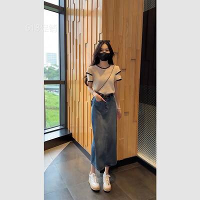 夏季套装女2026新款高级感绝美套头上衣巨好看的牛仔半身裙两件套