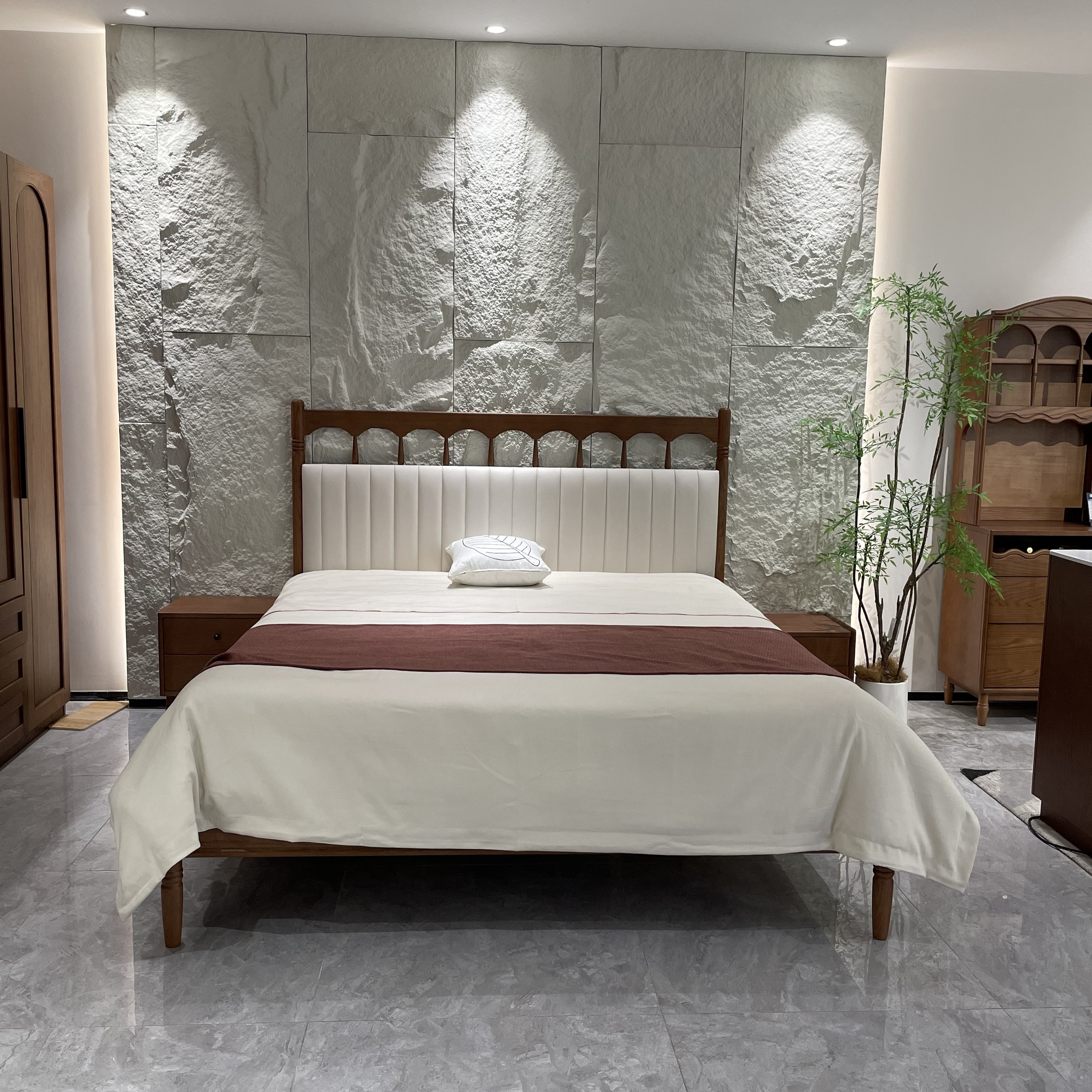 开心特麦 YM系列 北美红橡木实木床中古风复古卧室双人实木床