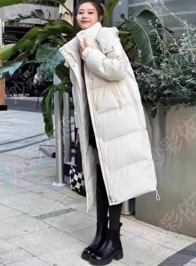 妙彩依恋加厚羽绒服女2025新款冬装韩版宽松保暖白鸭绒过膝中长款
