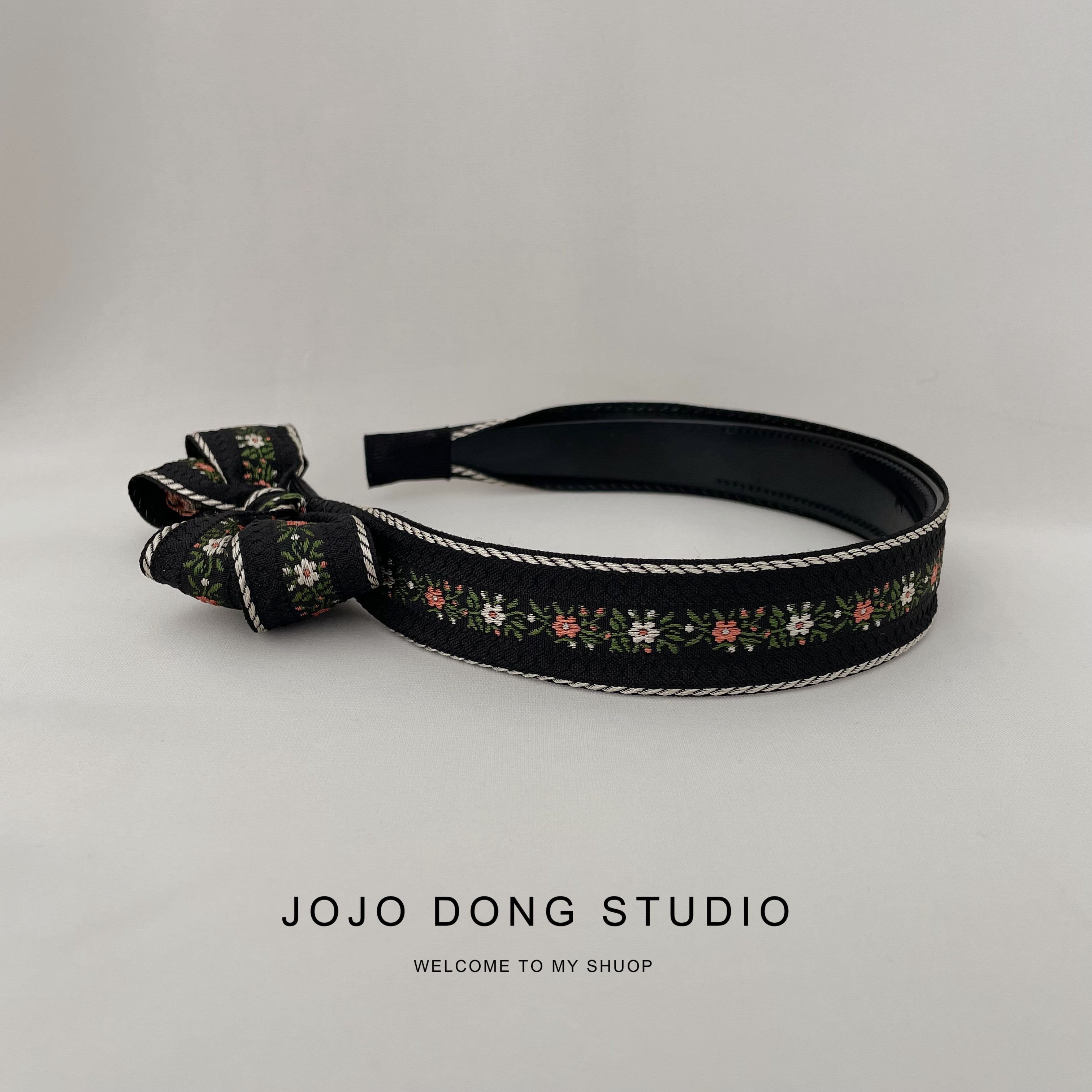 民族风复古发箍侧面蝴蝶结刺绣头箍带齿防滑压发发卡气质森系头饰