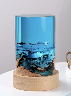 文创饰品治愈系情侣生日礼物海洋海岛鲸鱼海龟潜水员树脂摆件