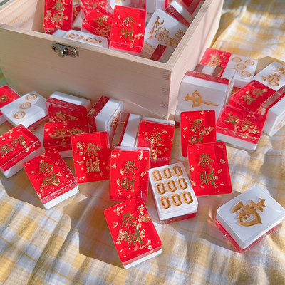 水晶滴胶麻将成品 136张144张带花新年送礼 闺蜜朋友送礼
