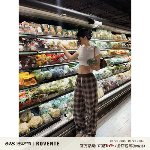 rovente露脐纯棉正肩短袖T恤上衣