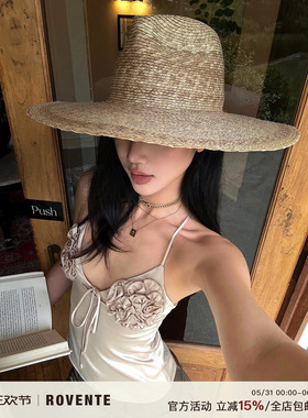rovente 猎艳玫瑰 杏色无袖上衣女夏外穿性感醋酸短款V领吊带背心