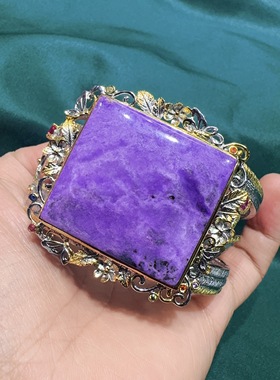 天然水晶宝石舒俱来手镯925银镶嵌体颜色好意大利工艺女款樱花紫