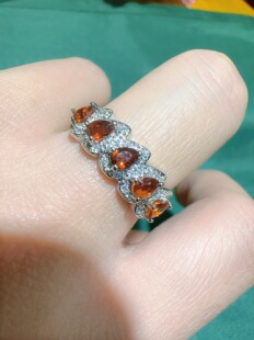 天然黄水晶戒指女款大戒面送人水晶宝石活口豪镶金红暴力黄