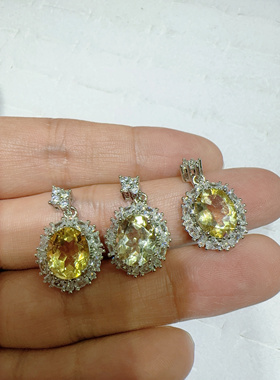 天然黄水晶吊坠个性时尚招财轻奢宝石女款锁骨链精致小款