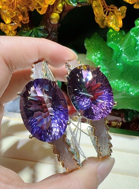 天然紫水晶手镯925纯银镶嵌女款紫色宝石珠宝首饰意大利工艺