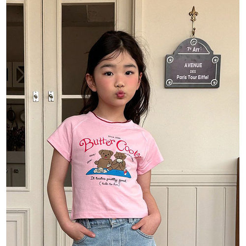 粉色7码 儿童卡通小熊短袖T恤 MATILDA韩国童装25夏款中大女童986