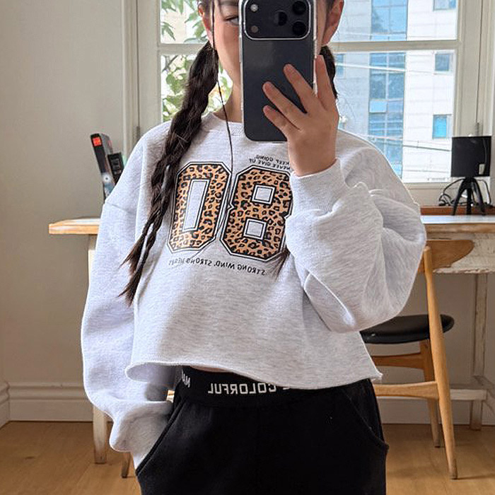 儿童短款豹纹数字卫衣 MATILDA韩国南大门童装25冬款中大女童986