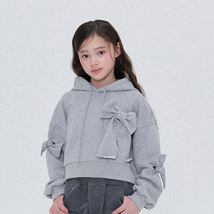 中大女童蝴蝶结短款连帽卫衣 FORK韩国代购童装26春款儿童上衣349