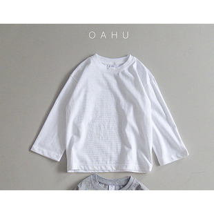 儿童百搭纯色宽松打底T恤oahu韩国代购 26春中大男女童上衣313 童装