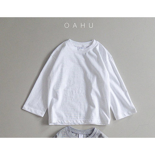 儿童百搭纯色宽松打底T恤oahu韩国代购童装26春中大男女童上衣313