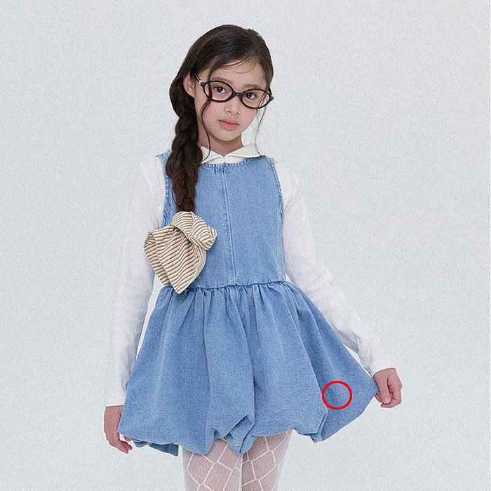 中大童女童牛仔灯笼背心裙连衣裙 FORK韩国代购童装26春款儿童349