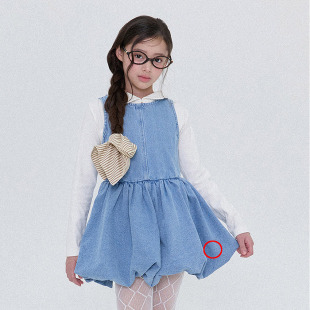 中大童女童牛仔灯笼背心裙连衣裙 FORK韩国代购童装26春款儿童349