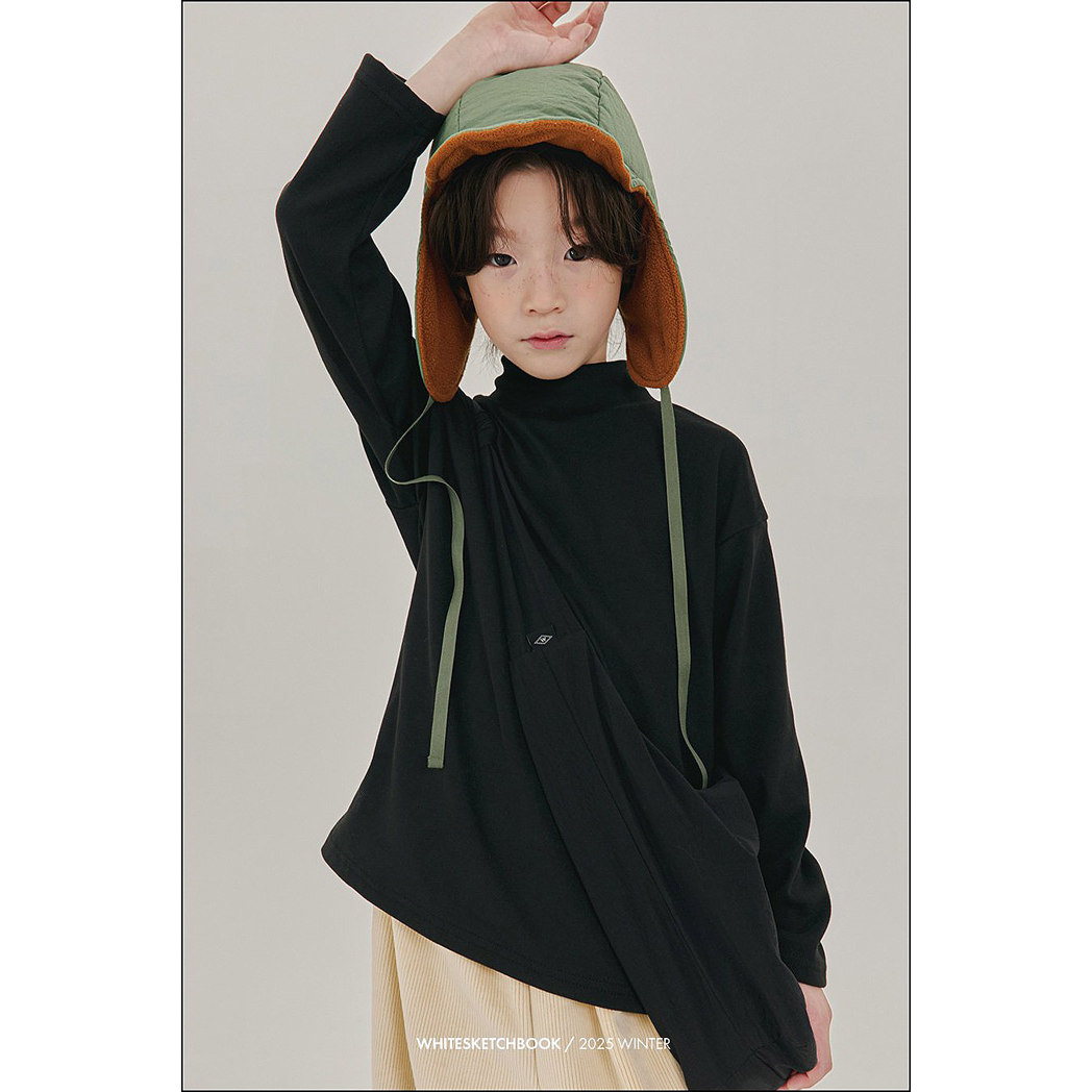 代购儿童纯色半高领长袖T恤 韩国南大门童装25冬款中大男女童924