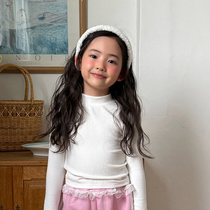 儿童纯色半高领长袖T恤 second韩国南大门童装25冬款中大女童7711