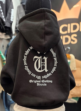 儿童宽松字母时尚连帽卫衣 Decide韩国代购童装25冬中大男女童921