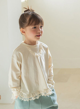 公主蕾丝圆领T恤 MilkPowder韩国进口童装代购26春款儿童女童542