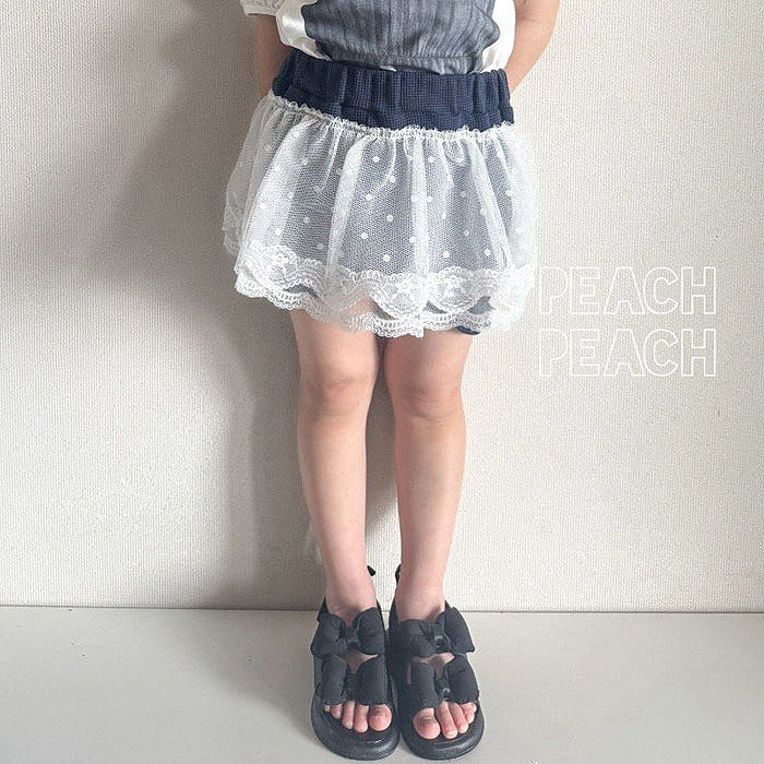 女童小童甜美网纱裙裤 PEACH韩国代购南大门童装26夏季款短裤866