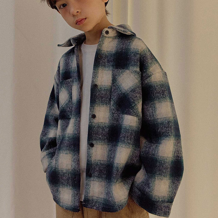 儿童时尚格子翻领衬衫 韩国代购进口童装2025冬款中大男女童1901