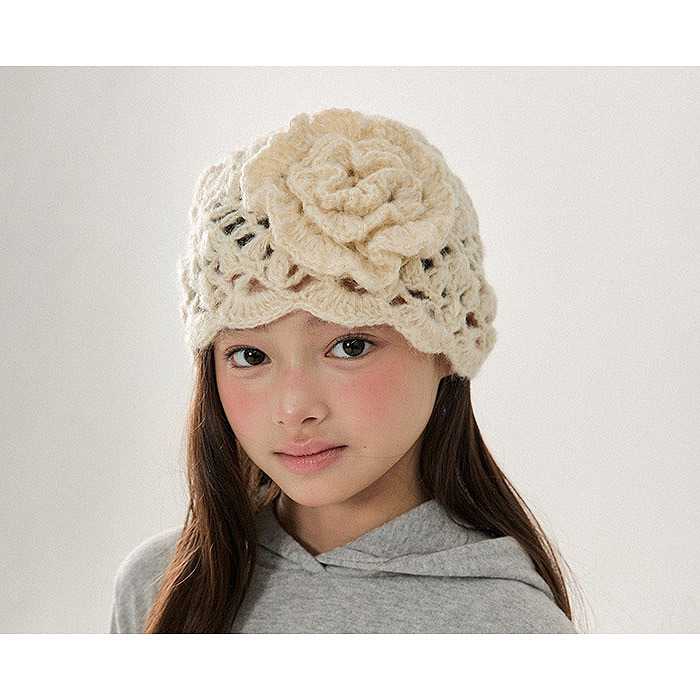 儿童帽子 FORK韩国代购南大门童装2025冬款女童钩花淑女针织帽349
