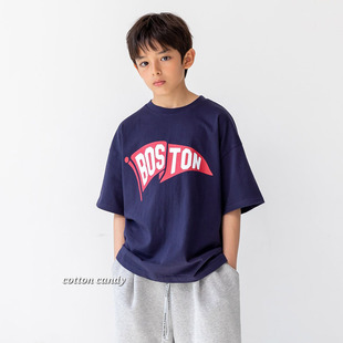 中大童宽松字母短袖T恤 CottonCandy韩国代购童装26夏季款男童511
