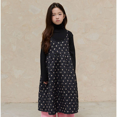 儿童碎花夹棉吊带连衣裙 NAVI韩国进口童装25冬款中大女童裙子003