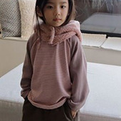 T恤 韩国代购 进口童装 儿童条纹拼接休闲长袖 2025冬款 女童上衣083