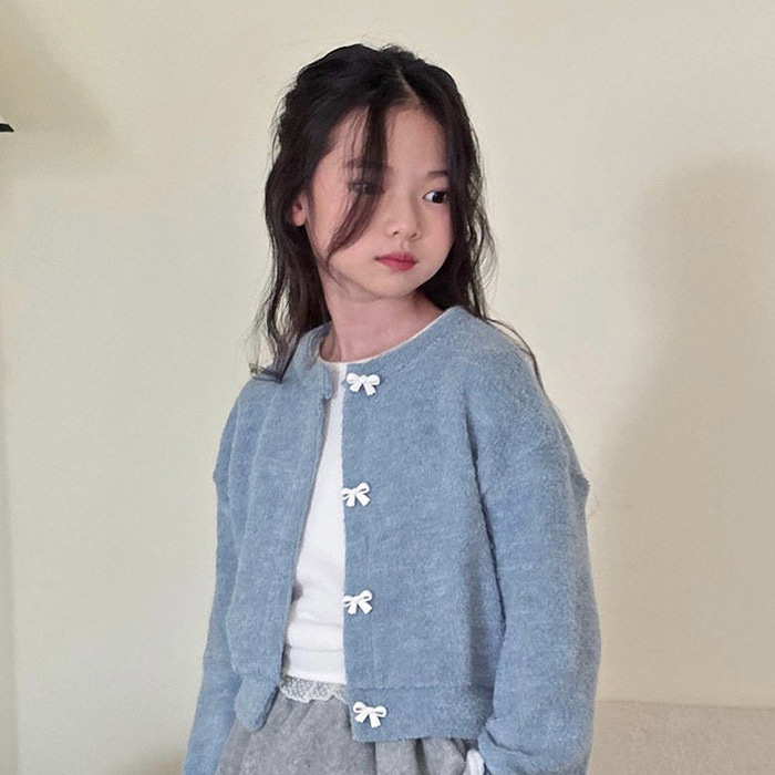 儿童洋气蝴蝶结开衫外套 COMMA韩国南大门童装25冬款中大女童605
