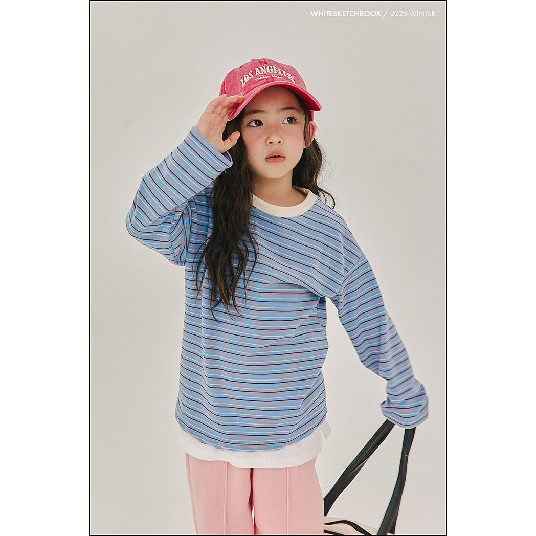 代购儿童条纹加绒长袖T恤 韩国南大门童装2025冬款中大男女童924