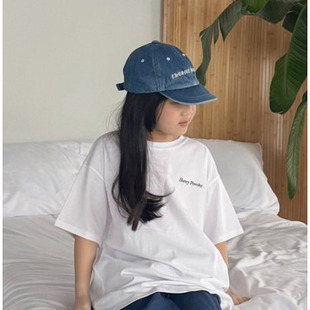 26夏季 中大女童字母宽松短袖 童装 BUNNY韩国代购 儿童亲子2301 T恤