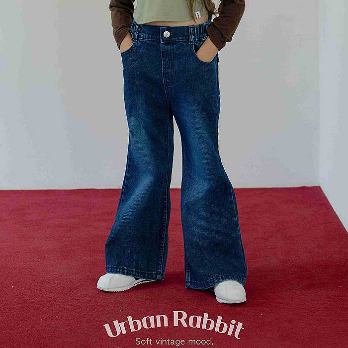 女童小童时尚纯色牛仔喇叭裤 URBAN韩国代购童装26秋儿童长裤008