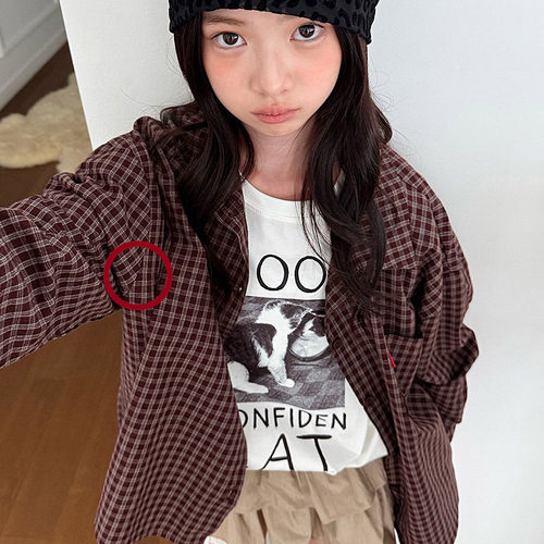 中大童女童时尚格子休闲长袖衬衫 COMMA韩国代购童装26秋儿童605