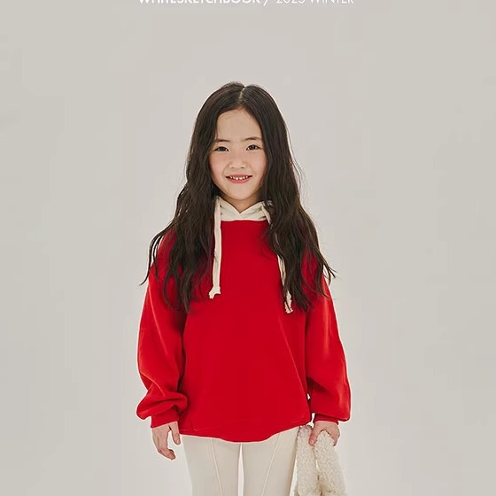 代购儿童加绒拼色连帽卫衣 韩国南大门童装2025冬款中大男女童924