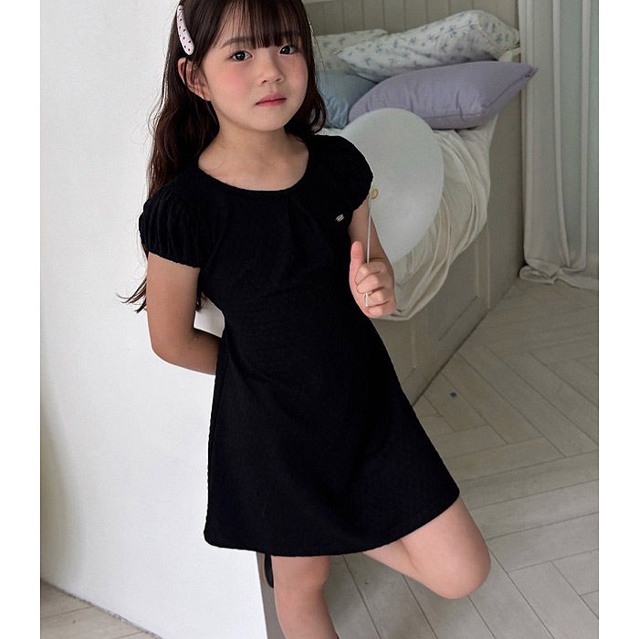 中大童女童纯色淑女短袖连衣裙 MATILDA韩国代购童装26秋裙子986