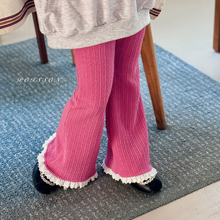 中小童蕾丝边喇叭裤POISSON韩国南大门童装26春款儿童女童长裤143