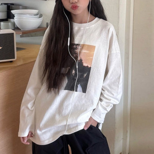 中大童男女童小猫百搭中长款长袖T恤 MATILDA韩国代购童装26秋986